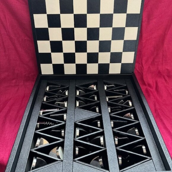 PRADA - RARE Black Saffiano Leather Chess Set - Picture 1 of 6